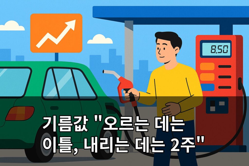 기름값 오르는 데는 이틀 내리는