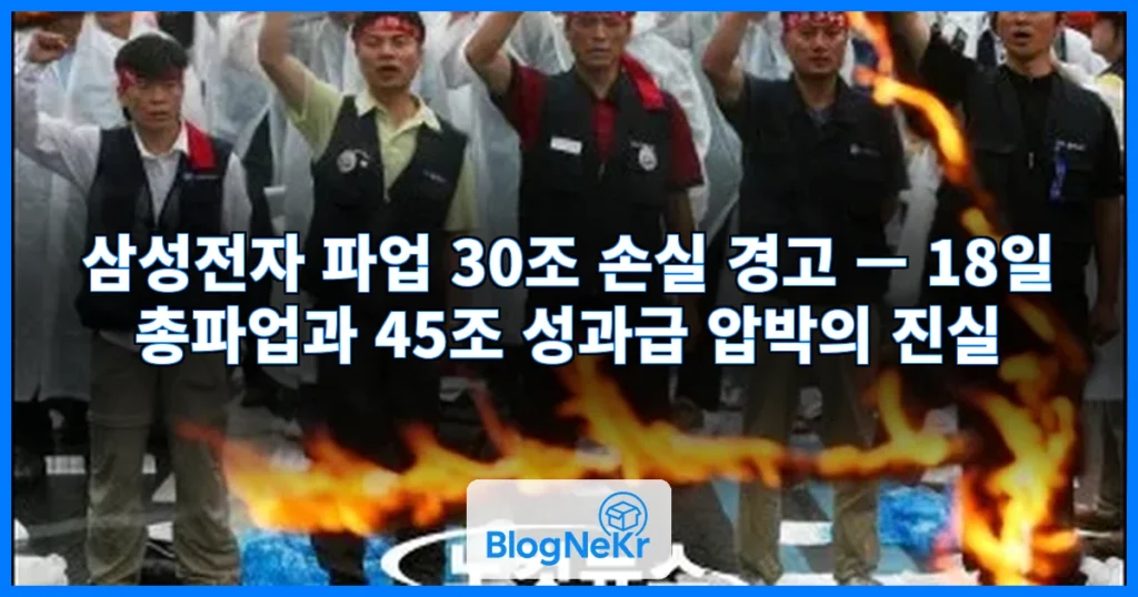 "18일 파업에 30조 손실"‥'45조 성과급' 압박 관련 이미지