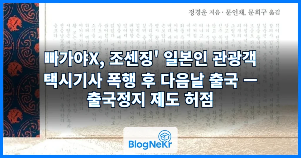 "빠가야X, 조센징!" 택시기사 폭행한 일본인…다음 날 출국 관련 이미지