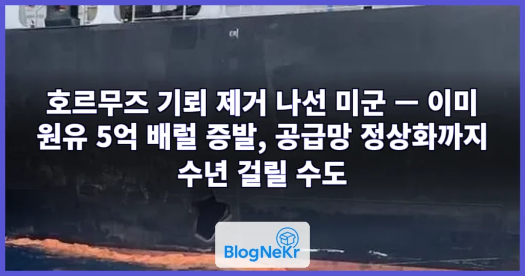 미, 기뢰 제거 나섰지만..."이미 원유 5억 배럴 증발" 관련 이미지