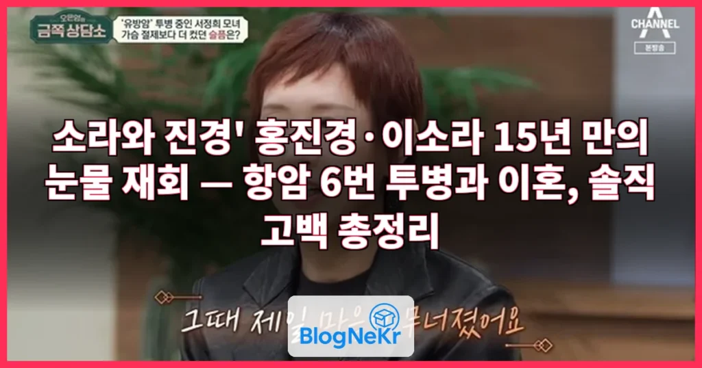 '이혼·암 투병' 홍진경, 15년 만에 이소라와 눈물 재회 "항암 6번, 삶... 관련 이미지