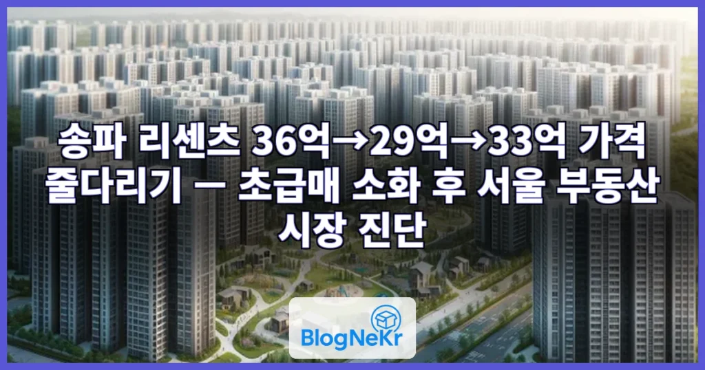 송파 리센츠 36억→29억→33억…초급매 사라지고 가격 줄다리기 관련 이미지