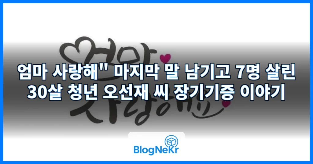 “엄마 사랑해” 마지막 말 남기고…7명 살린 30살 청년 [아살세] 관련 이미지