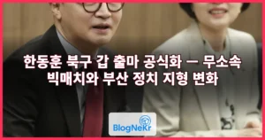 한동훈 북구 갑 출마 공식화 — 무소속 빅매치와 부산 정치 지형 변화