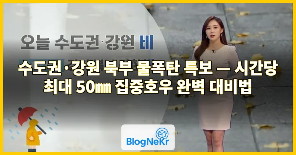 수도권·강원 북부 밤사이 ‘물폭탄’…시간당 최대 50㎜ 관련 이미지