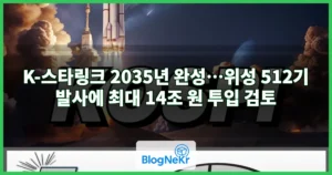 K-스타링크 2035년 완성…위성 512기 발사에 최대 14조 원 투입 검토