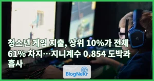 청소년 게임 지출, 상위 10%가 전체 61% 차지…지니계수 0.854 도박과 흡사