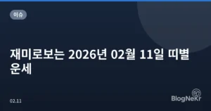 재미로보는 2026년 02월 11일 띠별 운세
