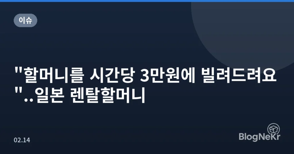 "할머니를 시간당 3만원에 빌려드려요"..일본 렌탈할머니