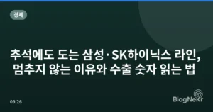 추석에도 도는 삼성·SK하이닉스 라인, 멈추지 않는 이유와 수출 숫자 읽는 법