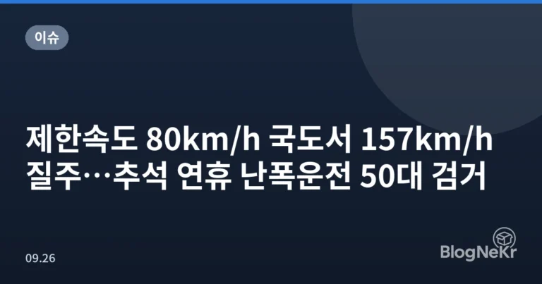 제한속도 80km/h 국도서 157km/h 질주…추석 연휴 난폭운전 50대 검거