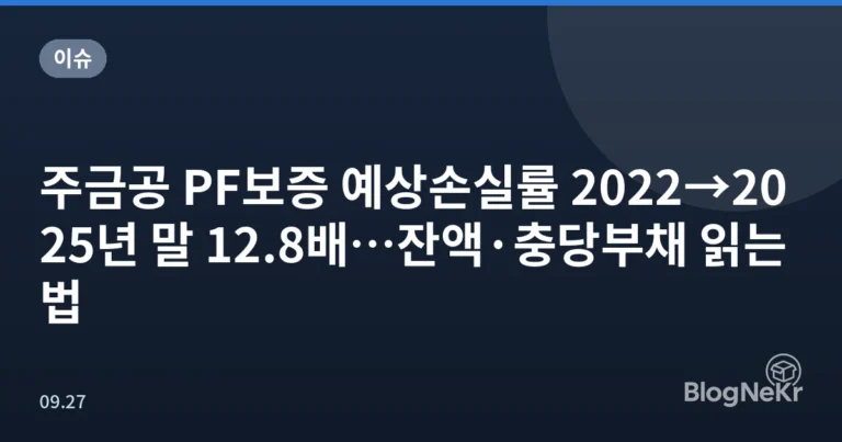 주금공 PF보증 예상손실률 2022→2025년 말 12.8배…잔액·충당부채 읽는 법
