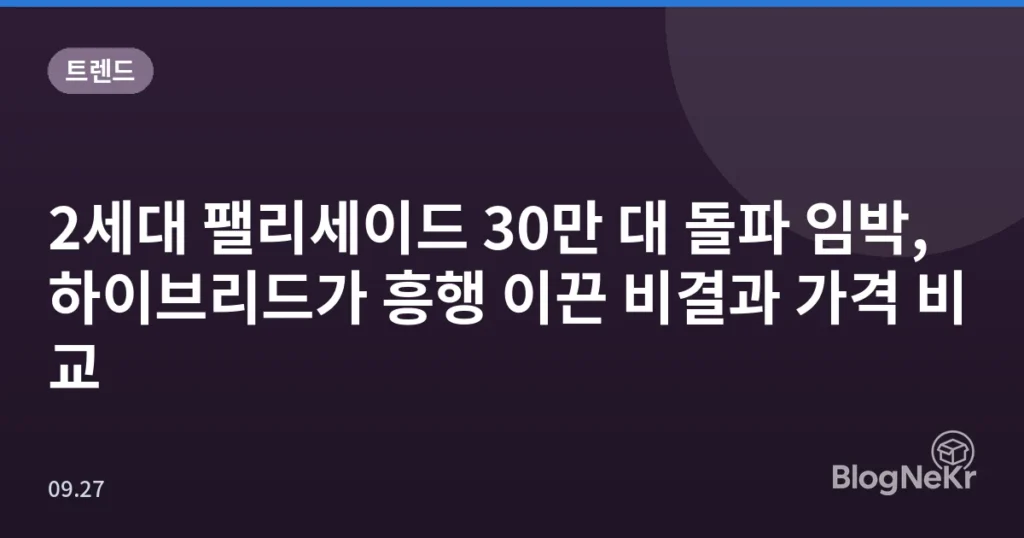 2세대 팰리세이드 30만 대 돌파 임박, 하이브리드가 흥행 이끈 비결과 가격 비교