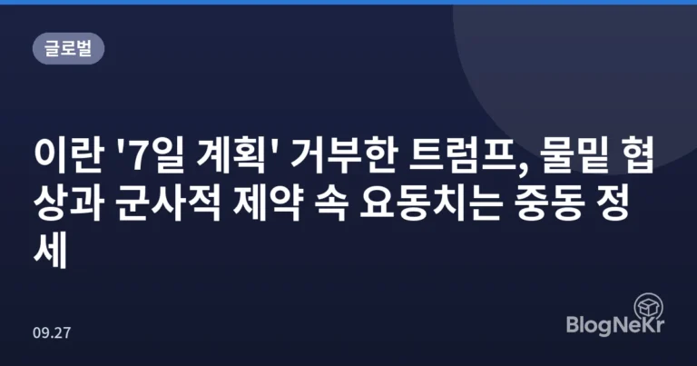 이란 '7일 계획' 거부한 트럼프, 물밑 협상과 군사적 제약 속 요동치는 중동 정세