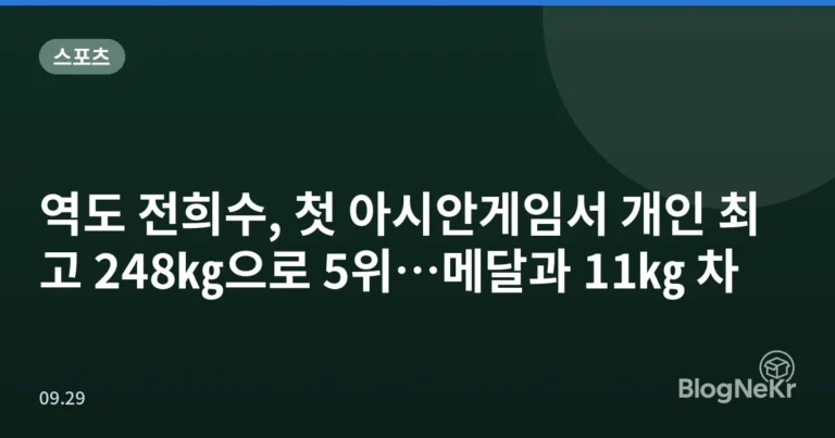 역도 전희수, 첫 아시안게임서 개인 최고 248㎏으로 5위…메달과 11㎏ 차