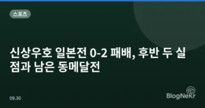 신상우호 일본전 0-2 패배, 후반 두 실점과 남은 동메달전
