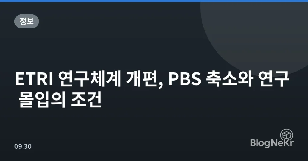 ETRI 연구체계 개편, PBS 축소와 연구 몰입의 조건