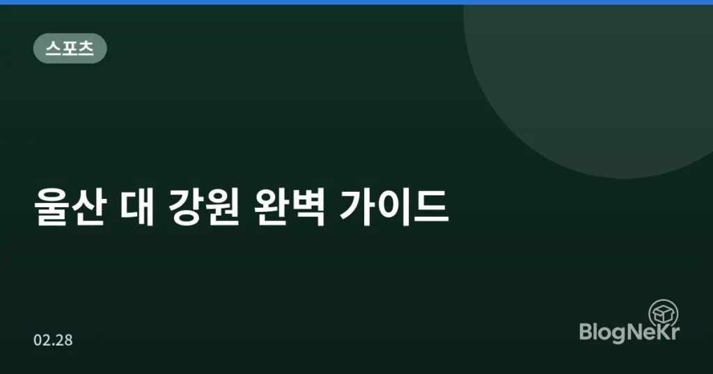 울산 대 강원 완벽 가이드