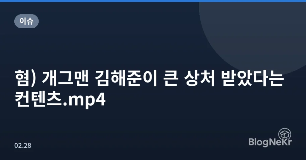 혐) 개그맨 김해준이 큰 상처 받았다는 컨텐츠.mp4