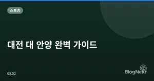대전 대 안양 완벽 가이드