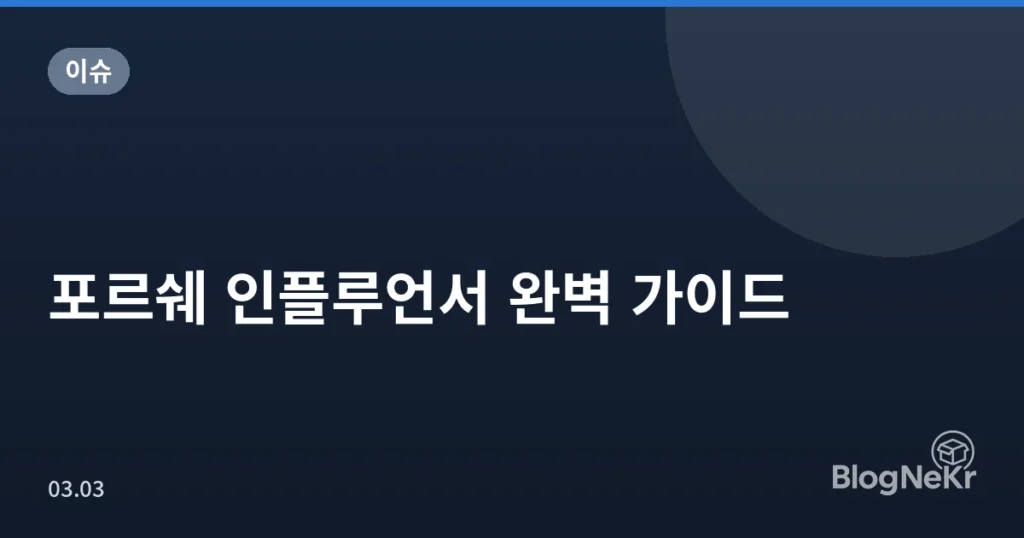 포르쉐 인플루언서 완벽 가이드