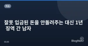 잘못 입금된 돈을 안돌려주는 대신 1년 징역 간 남자