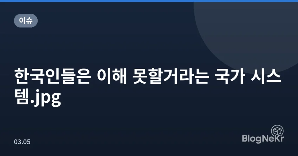 한국인들은 이해 못할거라는 국가 시스템.jpg