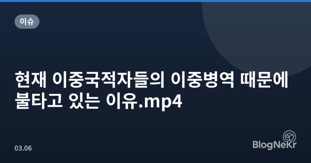 현재 이중국적자들의 이중병역 때문에 불타고 있는 이유.mp4
