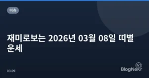 재미로보는 2026년 03월 08일 띠별 운세