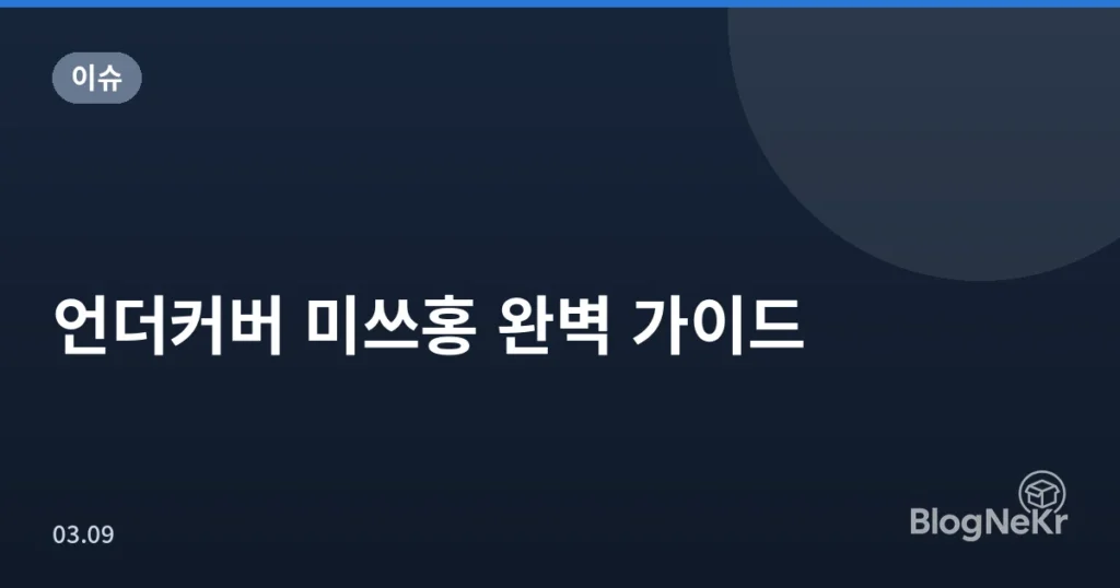언더커버 미쓰홍 완벽 가이드