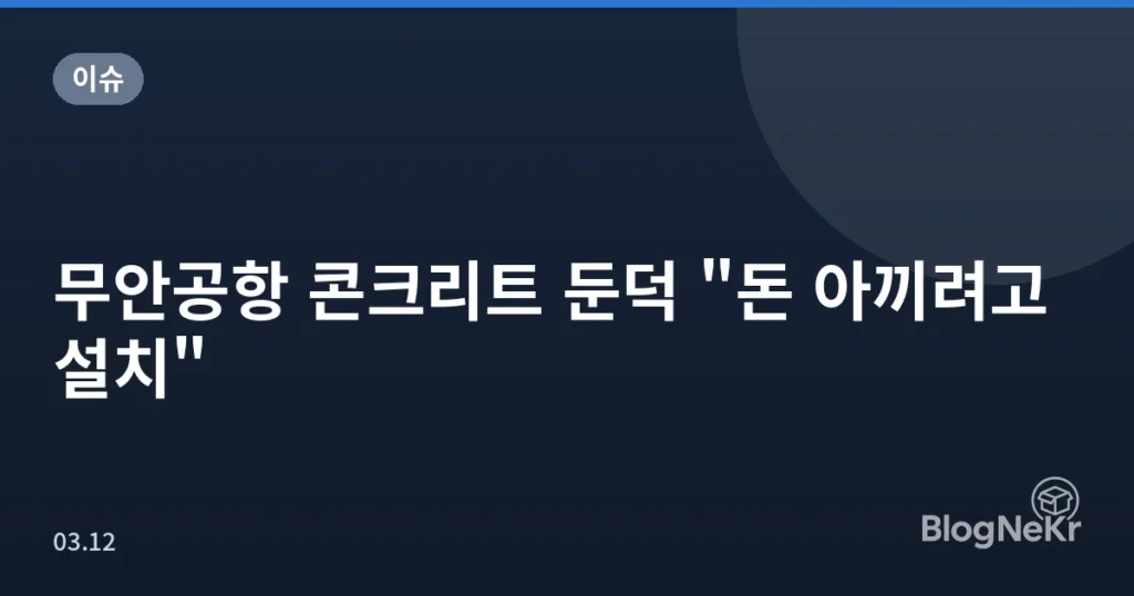 무안공항 콘크리트 둔덕 "돈 아끼려고 설치"