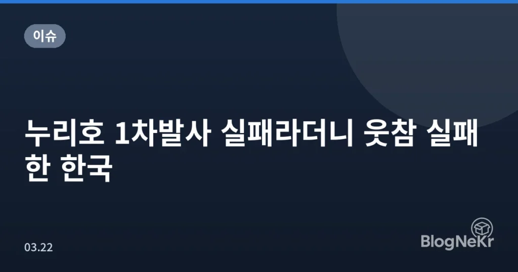누리호 1차발사 실패라더니 웃참 실패한 한국