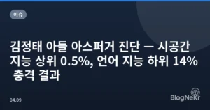 김정태 아들 아스퍼거 진단 — 시공간 지능 상위 0.5%, 언어 지능 하위 14% 충격 결과