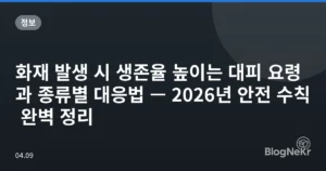 화재 발생 시 생존율 높이는 대피 요령과 종류별 대응법 — 2026년 안전 수칙 완벽 정리