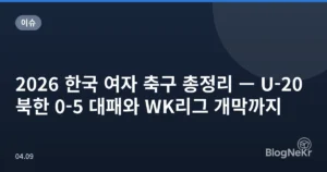 2026 한국 여자 축구 총정리 — U-20 북한 0-5 대패와 WK리그 개막까지