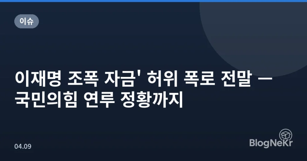 이재명 조폭 자금' 허위 폭로 전말 — 국민의힘 연루 정황까지