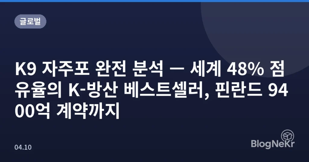 K9 자주포 완전 분석 — 세계 48% 점유율의 K-방산 베스트셀러, 핀란드 9400억 계약까지