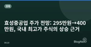 효성중공업 주가 전망: 295만원→400만원, 국내 최고가 주식의 상승 근거