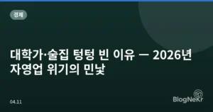 대학가·술집 텅텅 빈 이유 — 2026년 자영업 위기의 민낯
