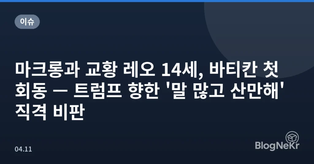 마크롱과 교황 레오 14세, 바티칸 첫 회동 — 트럼프 향한 '말 많고 산만해' 직격 비판