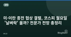미·이란 종전 협상 결렬, 코스피 월요일 ‘날벼락’ 올까? 전문가 전망 총정리