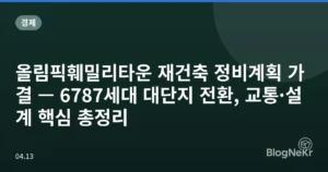 올림픽훼밀리타운 재건축 정비계획 가결 — 6787세대 대단지 전환, 교통·설계 핵심 총정리