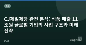 CJ제일제당 완전 분석: 식품 매출 11조원 글로벌 기업의 사업 구조와 미래 전략