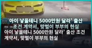 아이 낳을테니 5000만원 달라’ 출산 조건 계약서, 맞벌이 부부의 현실