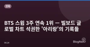 BTS 스윔 3주 연속 1위 — 빌보드 글로벌 차트 석권한 ‘아리랑’의 기록들