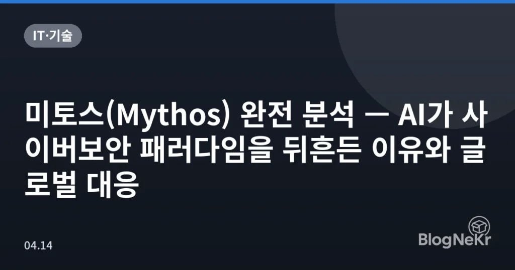 미토스(Mythos) 완전 분석 — AI가 사이버보안 패러다임을 뒤흔든 이유와 글로벌 대응