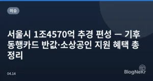서울시 1조4570억 추경 편성 — 기후동행카드 반값·소상공인 지원 혜택 총정리