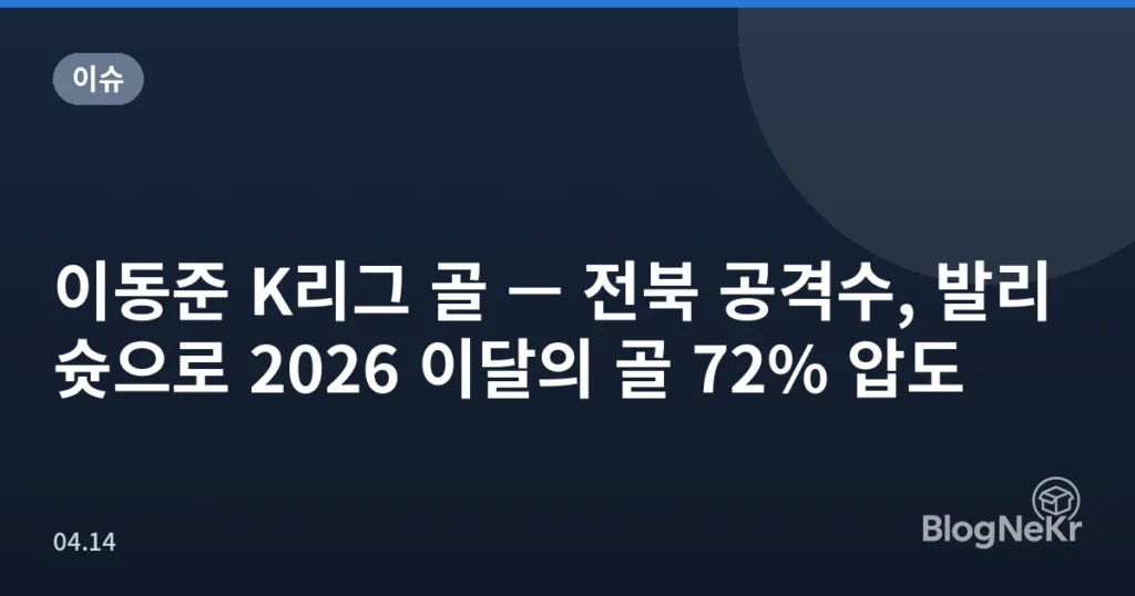 이동준 K리그 골 — 전북 공격수, 발리슛으로 2026 이달의 골 72% 압도