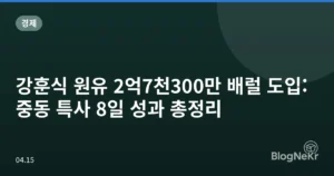 강훈식 원유 2억7천300만 배럴 도입: 중동 특사 8일 성과 총정리