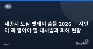 세종시 도심 멧돼지 출몰 2026 — 시민이 꼭 알아야 할 대처법과 피해 현황